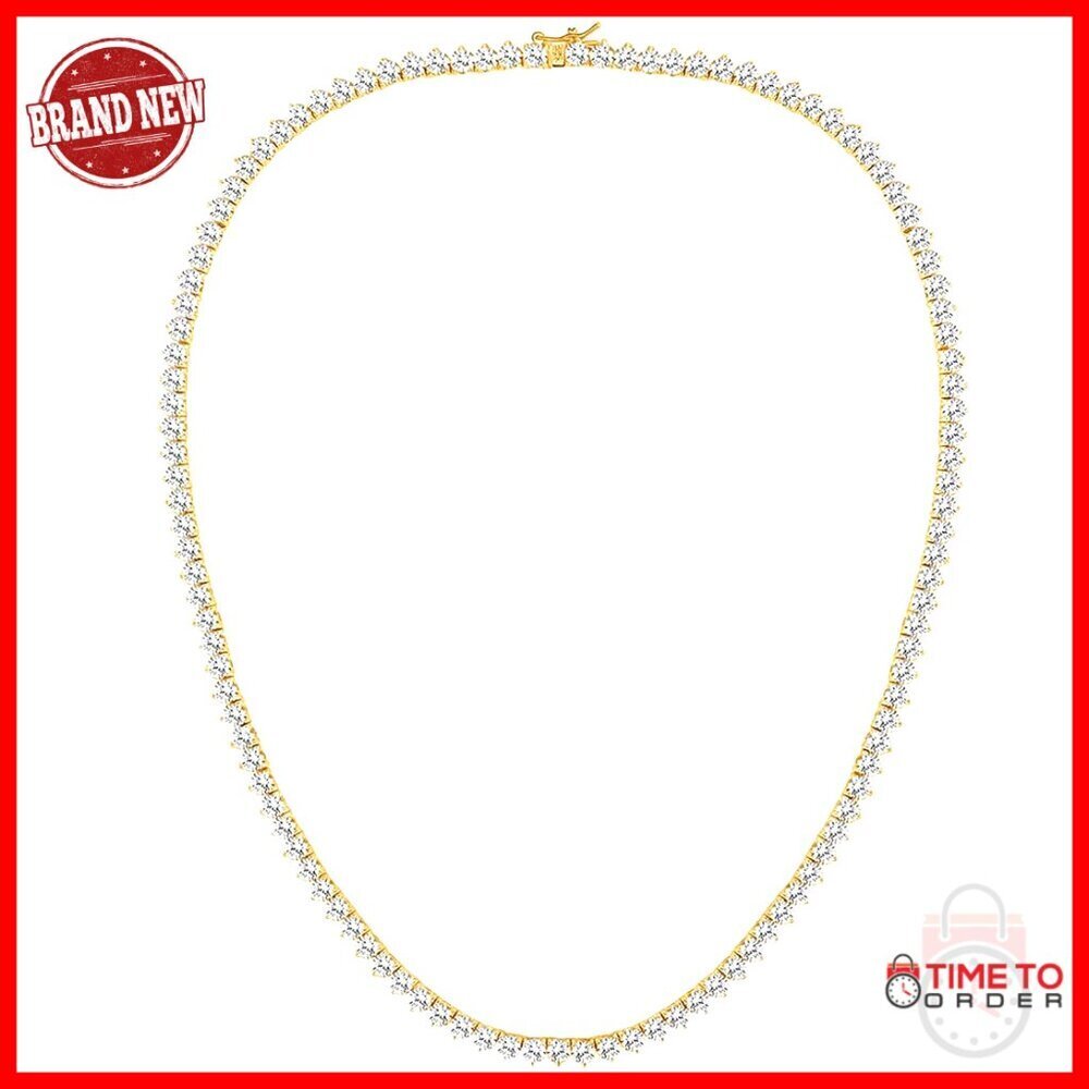 4mm Cubic Zirconia Tennis Necklace 18K Gold Plated 16-24 Inch Chain